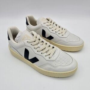Veja Unisex V-90 O.T. Leather Sneakers Court Shoes Extra-White Nautico Size 9